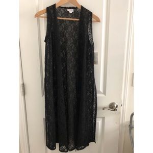 Lularoe xs black lace joy vest
